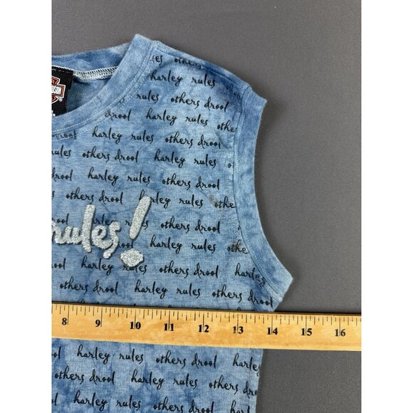 Rare Vintage Y2K Harley Davidson Womens Sleeveless Tee Harley Rules Other Drool - Picture 5 of 6